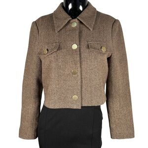 GOELIA Brown Wool Cropped Coat